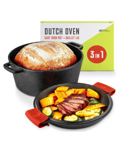 Conjunto Olla Holandesa y Sartén Hierro Fundido 5QT Innovaciones Modernas