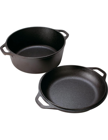 Horno Holandés Doble Lodge 5 Cuartos Hierro Fundido - Sartén 26 cm