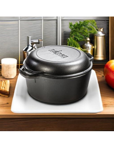 Horno Holandés Doble Lodge 5 Cuartos Hierro Fundido - Sartén 26 cm