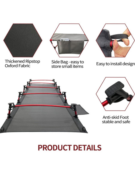Cama Plegable Portátil Sutekus 190.5x69.85 cm Ultraligera