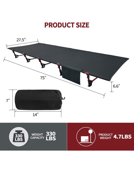 Cama Plegable Portátil Sutekus 190.5x69.85 cm Ultraligera