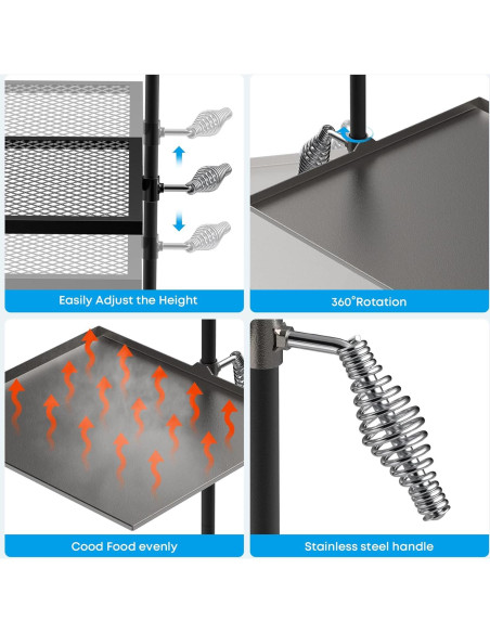 Parrilla Giratoria Ajustable Stanbroil - Acero para BBQ al Aire Libre