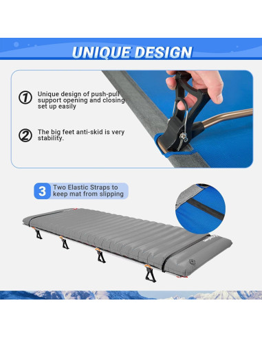 Cama de Camping Plegable KingCamp Azul 190.5x63.5cm Ultraligera