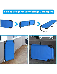 Cama de Camping Plegable GYMAX 150 KG Azul 190.5x55.9 cm 2