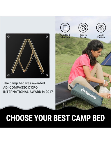 Cama de Camping Plegable KingCamp Azul 190.5x63.5cm Ultraligera
