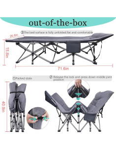 Cama Plegable KAKO para Camping 272 Kg Portátil Gris 2