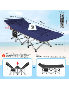 Cama de Camping HABUTWAY Plegable con Colchón 191x71cm 272kg 2