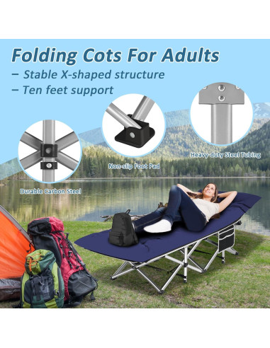 Cama de Camping HABUTWAY Plegable con Colchón 191x71cm 272kg