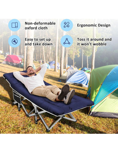 Cama de Camping HABUTWAY Plegable con Colchón 191x71cm 272kg