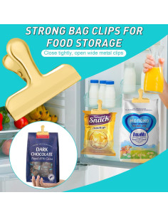 Clips de Acero Inoxidable Dorado Funfery 8 Paquete 7,62 cm 2