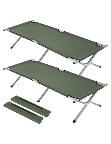 Cama Plegable para Camping Geetery 2 Pcs Verde Militar 240 kg