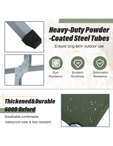 Cama Plegable para Camping Geetery 2 Pcs Verde Militar 240 kg