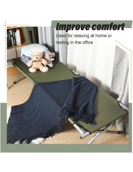 Cama Plegable para Camping Geetery 2 Pcs Verde Militar 240 kg