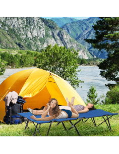Cama de Camping Plegable Klaczituj para 2 Personas Azul 2