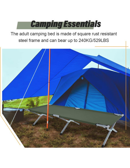 Cama Plegable para Camping Geetery 2 Pcs Verde Militar 240 kg