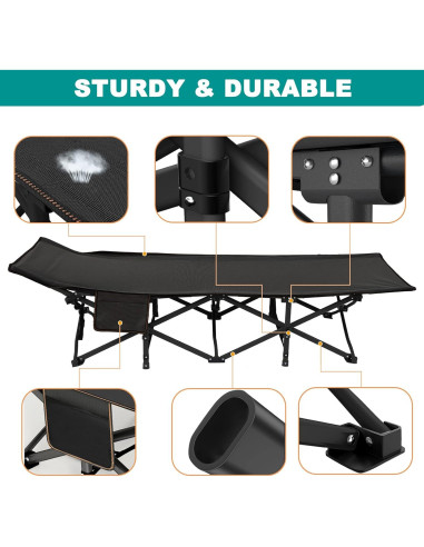 Cama de Camping Plegable NAIZEA con Colchón 190x71 cm