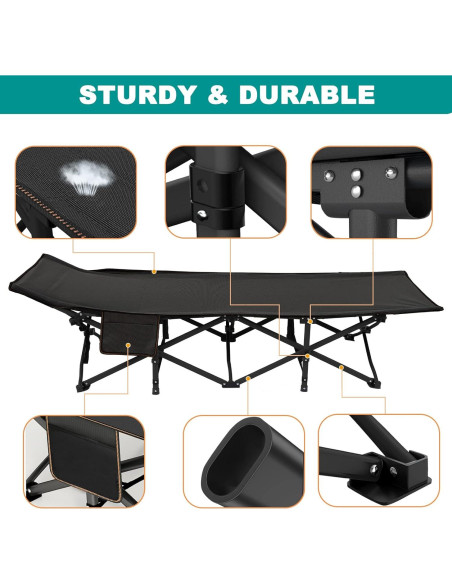 Cama de Camping Plegable NAIZEA con Colchón 190x71 cm