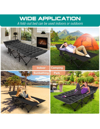 Cama de Camping Plegable NAIZEA con Colchón 190x71 cm