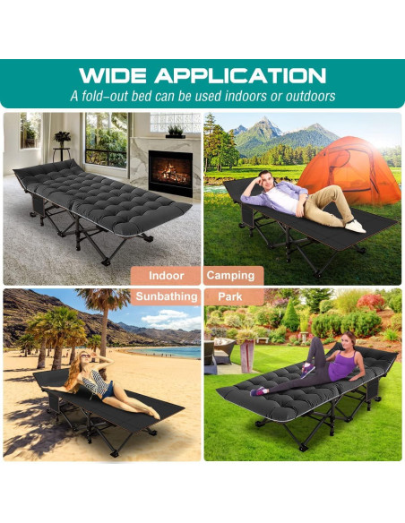 Cama de Camping Plegable NAIZEA con Colchón 190x71 cm