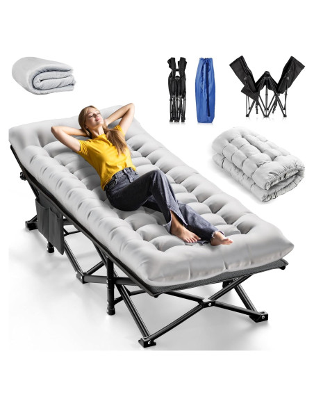 Cama de Camping Plegable HANDNAM 250KG con Colchón y Manta