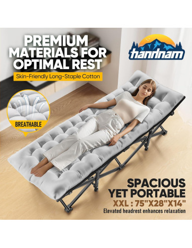 Cama de Camping Plegable HANDNAM 250KG con Colchón y Manta