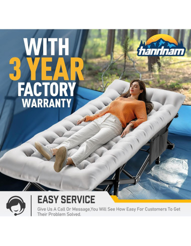 Cama de Camping Plegable HANDNAM 250KG con Colchón y Manta