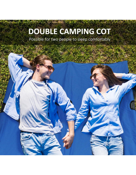 Cama de Camping Plegable 2 Personas Oxford 600D Azul 193x125 cm Cama de Camping Plegable 2 Personas Oxford 600D Azul 193x125 cm