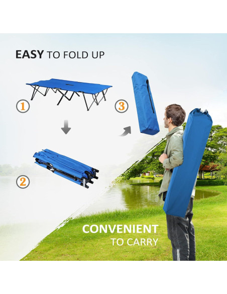 Cama de Camping Plegable 2 Personas Oxford 600D Azul 193x125 cm Cama de Camping Plegable 2 Personas Oxford 600D Azul 193x125 cm