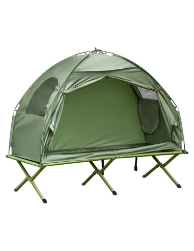 Carpa de Camping 2-en-1 EEBABUO con Cama Elevada Verde