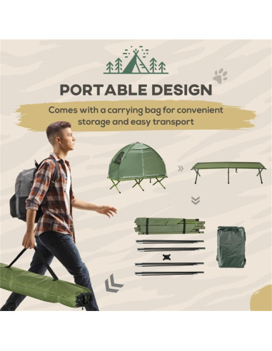 Carpa de Camping 2-en-1 EEBABUO con Cama Elevada Verde