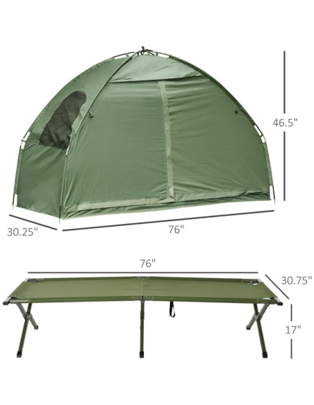 Carpa de Camping 2-en-1 EEBABUO con Cama Elevada Verde