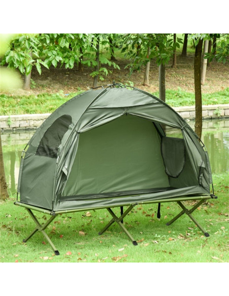 Carpa de Camping 2-en-1 EEBABUO con Cama Elevada Verde