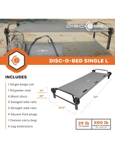 Cama portátil modular Disc-O-Bed gris para 1 persona 2