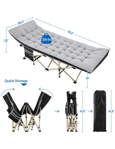 Cama de Camping Plegable Yaheetech con Colchón 8 cm y Bolsa