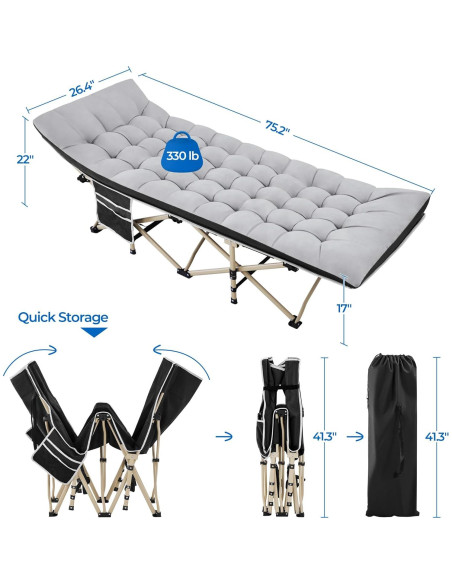 Cama de Camping Plegable Yaheetech con Colchón 8 cm y Bolsa Cama de Camping Plegable Yaheetech con Colchón 8 cm y Bolsa