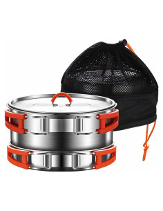 Juego de Cocina para Camping 4 Piezas Acero Inoxidable 304