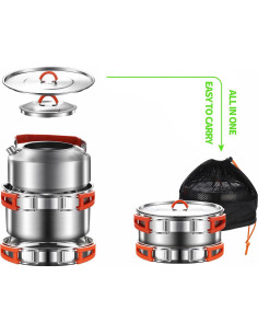 Juego de Cocina para Camping 4 Piezas Acero Inoxidable 304 2