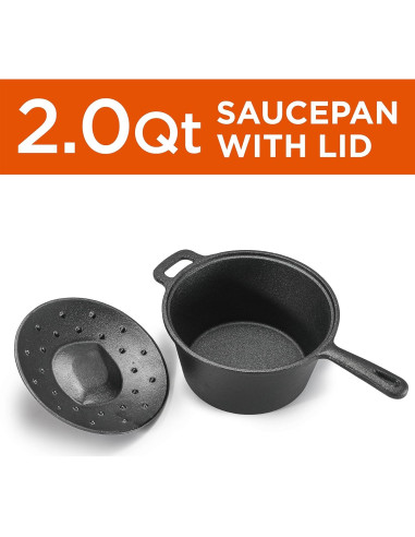 Cacerola de Hierro Fundido 2QT Commercial Chef con Tapa