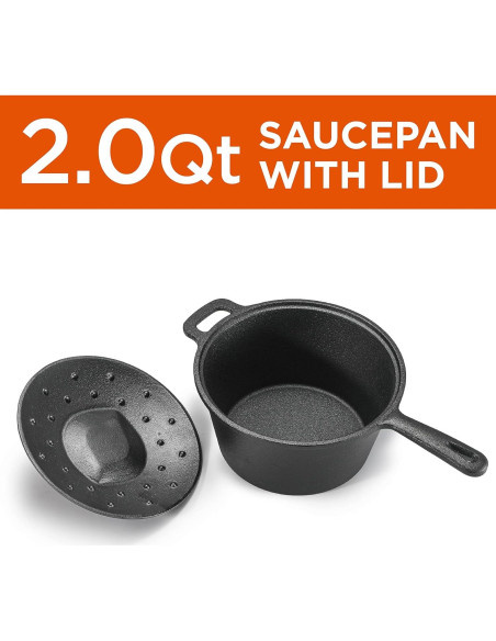 Cacerola de Hierro Fundido 2QT Commercial Chef con Tapa