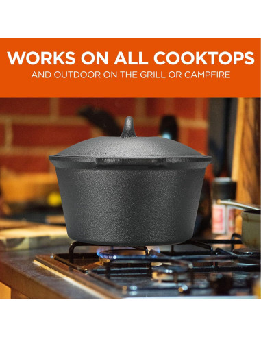 Cacerola de Hierro Fundido 2QT Commercial Chef con Tapa