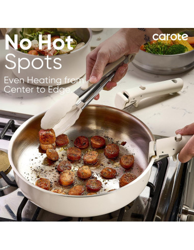 Juego de Ollas y Sartenes CAROTE 14 Piezas Acero Inoxidable Blanco