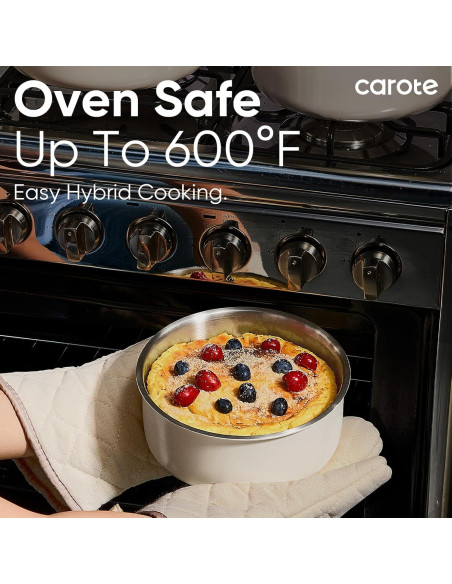 Juego de Ollas y Sartenes CAROTE 14 Piezas Acero Inoxidable Blanco