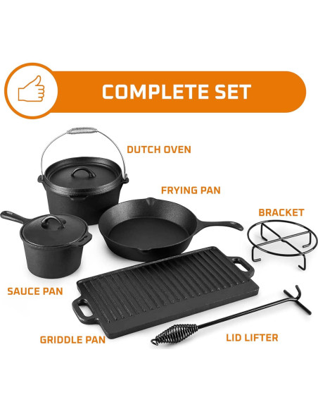 Conjunto de Cocina Camping Bruntmor 7 Piezas Hierro Fundido