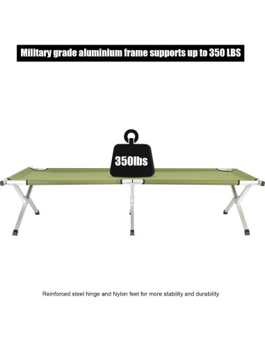 Cama de Camping Plegable VINGLI 188x63.5cm Verde Portátil
