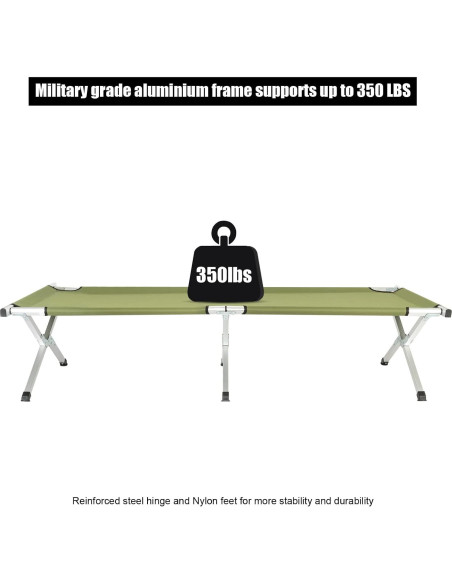 Cama de Camping Plegable VINGLI 188x63.5cm Verde Portátil