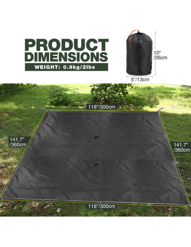 Toldo Impermeable REDCAMP 3x3.6m para Camping y Hamacas