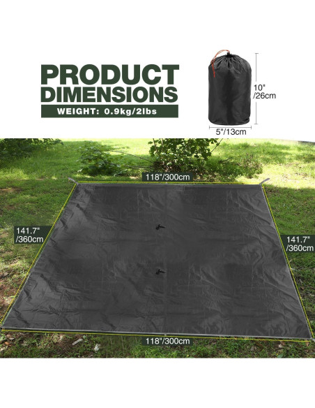 Toldo Impermeable REDCAMP 3x3.6m para Camping y Hamacas