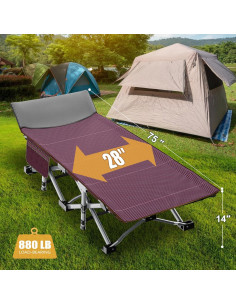 Cama de Camping Plegable ABORON XXL con Almohadilla Suave 2
