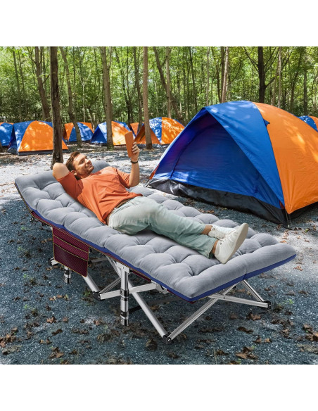 Cama de Camping Plegable ABORON XXL con Almohadilla Suave