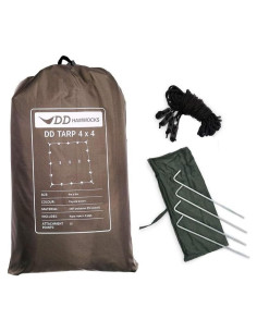 DD Hammocks Tarp 4x4 Marrón Coyote - Lona Impermeable 4m x 4m